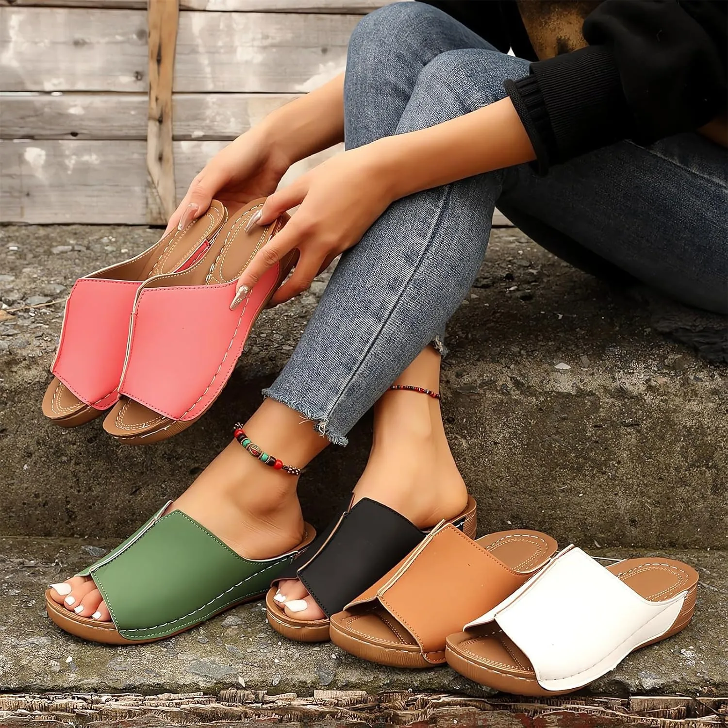Damping Sole Upgradation Stretch Lightweight Sandals Orthopedic Wedge Sandals for Women Arch Support Walking Summer Shoes