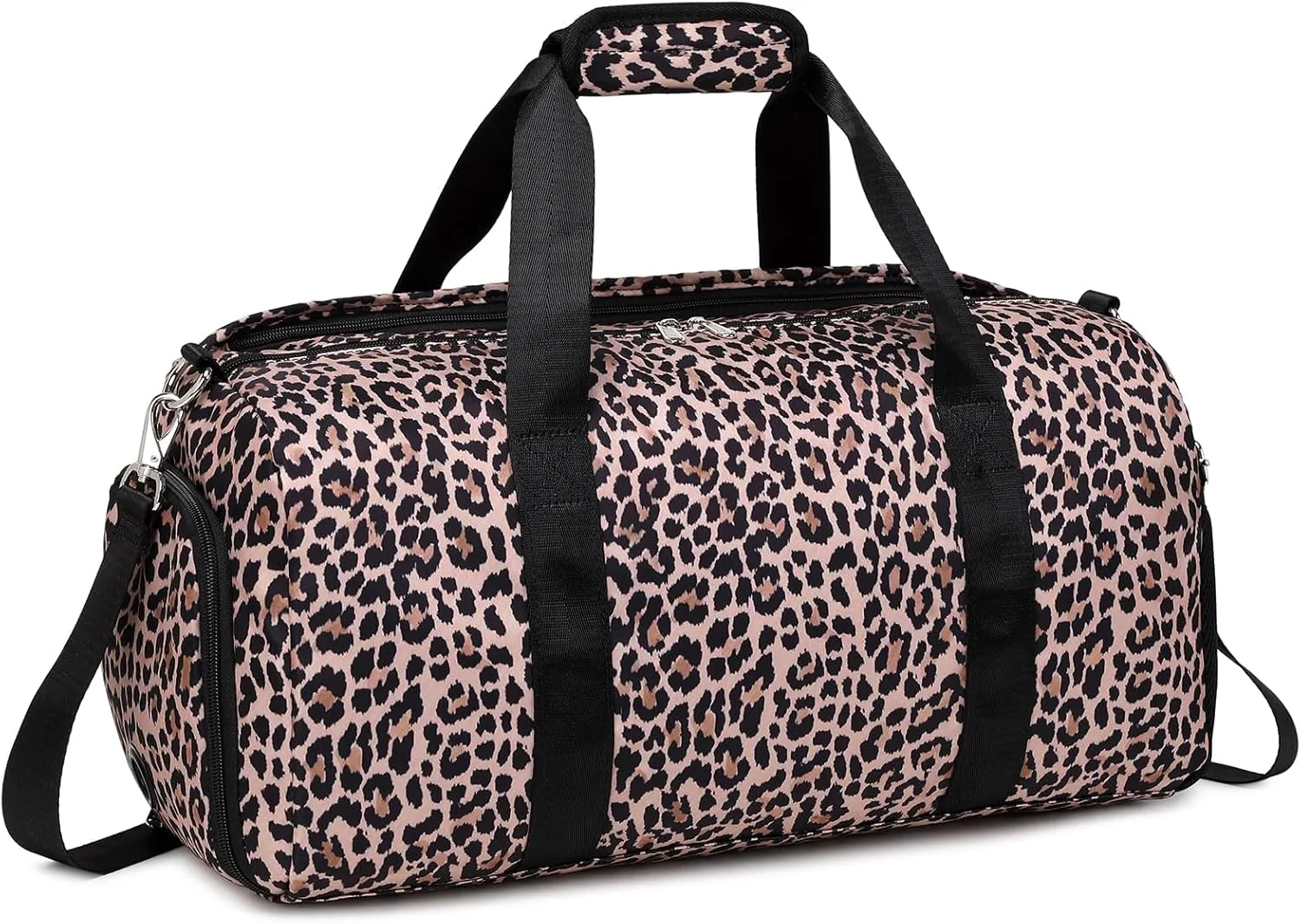 Dance Bag Sports Gym Duffle Ballet Weekender Overnight Bags with Shoes Compartment & Wet Pocket for Girls Teen Wmen（Brown Leopard Print）