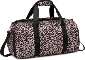 Dance Bag Sports Gym Duffle Ballet Weekender Overnight Bags with Shoes Compartment & Wet Pocket for Girls Teen Wmen（Brown Leopard Print）