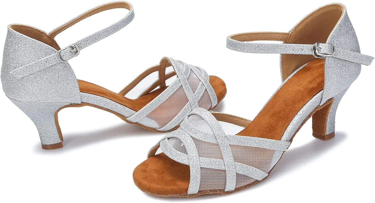Dance Shoes Women Latin Salsa Ballroom Shoes Dancing Shoe 2.5 Inch Heel