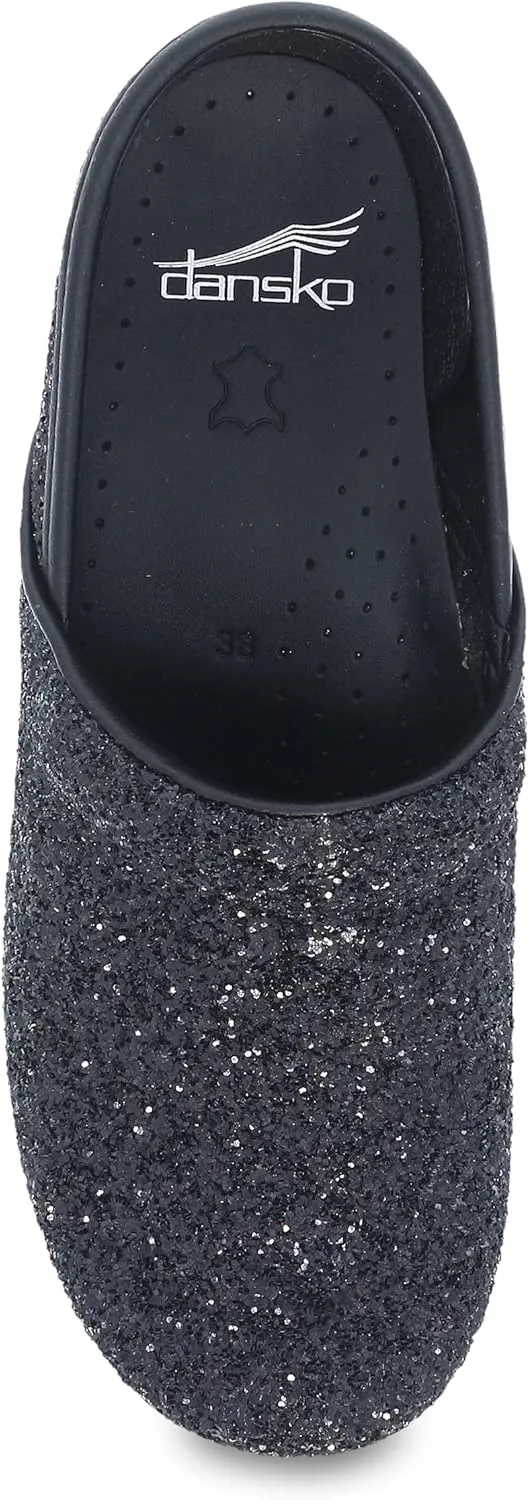 Dansko Professional Glitter Slip-On Clogs for Women - Rocker Sole and Arch Support for Comfort - Shiny and Stylish Glitter Uppers