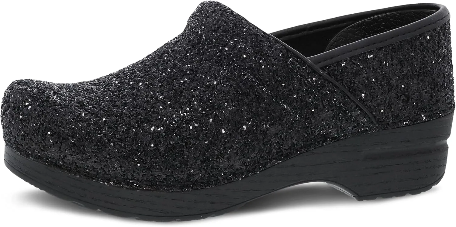 Dansko Professional Glitter Slip-On Clogs for Women - Rocker Sole and Arch Support for Comfort - Shiny and Stylish Glitter Uppers