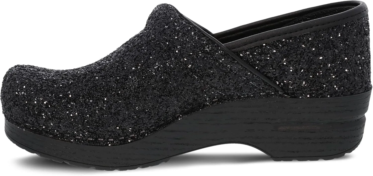 Dansko Professional Glitter Slip-On Clogs for Women - Rocker Sole and Arch Support for Comfort - Shiny and Stylish Glitter Uppers