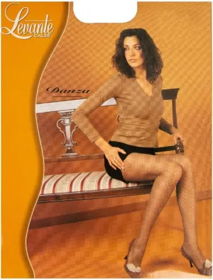 DANZA Women's Double Mesh Effect Tights Stretch Gusset Cotton Flat Seams Women's Fishnet Stockings Item