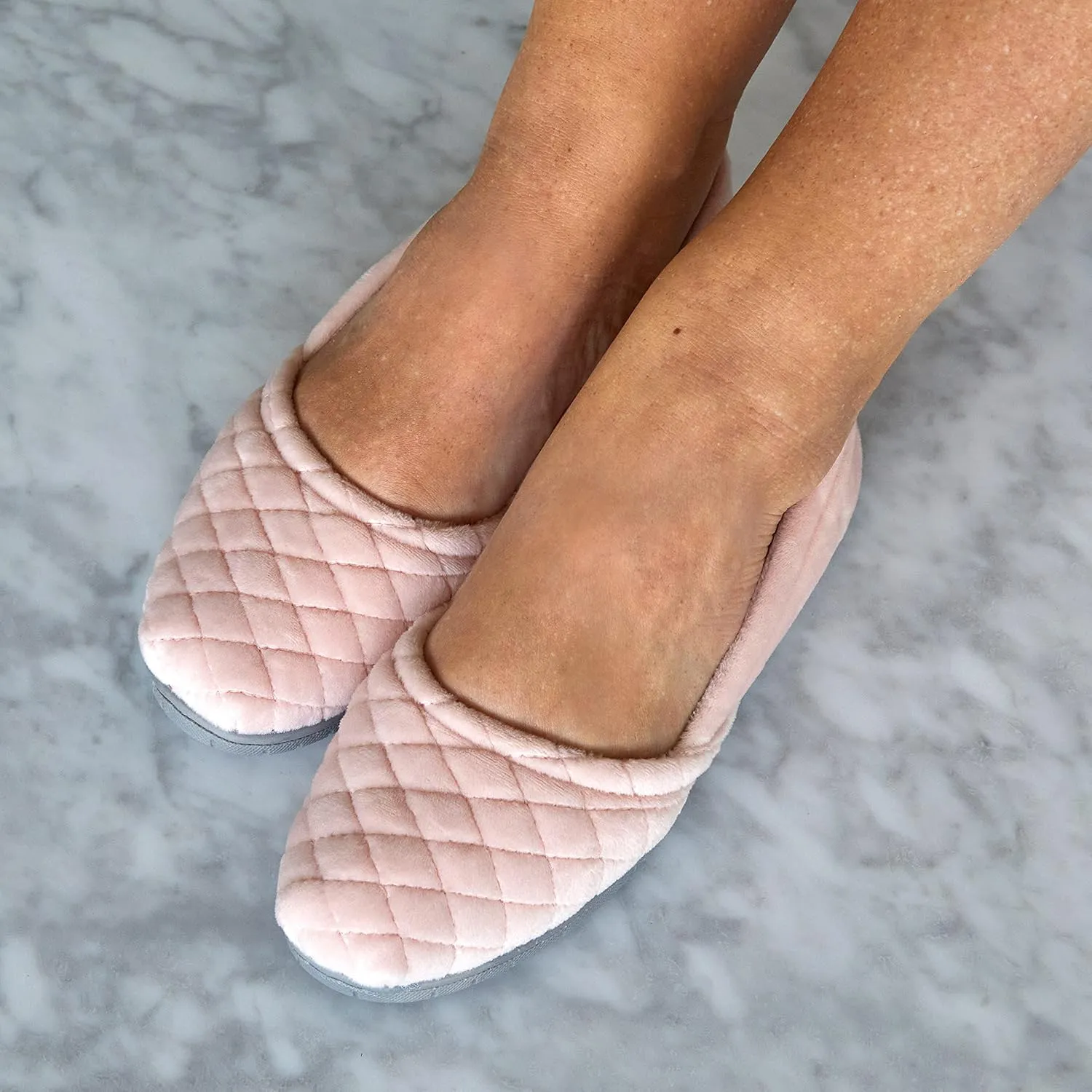 Dearfoams Women's Comfort Memory Foam Indoor Outdoor Katie Slip On Loafer Ballet Slipper