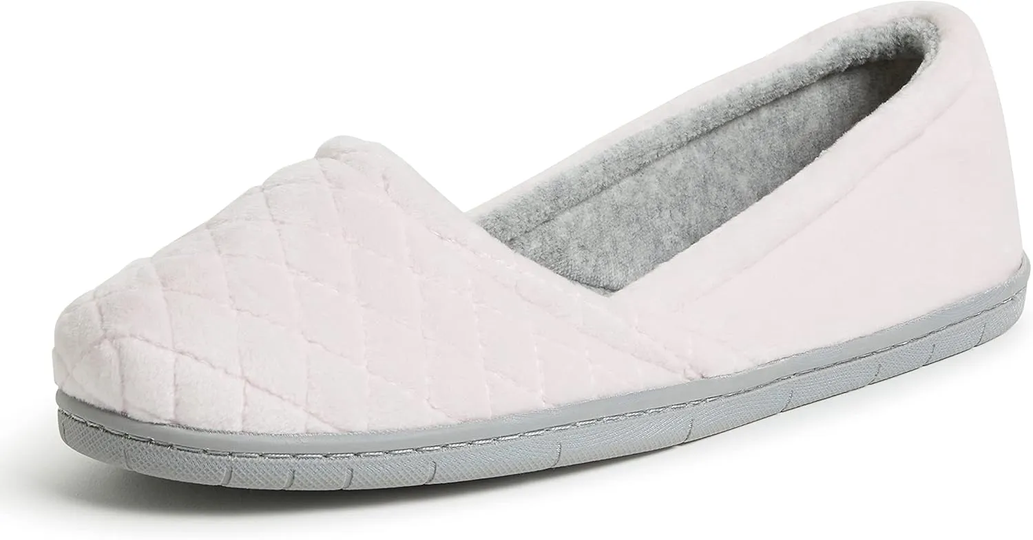 Dearfoams Women's Comfort Memory Foam Indoor Outdoor Katie Slip On Loafer Ballet Slipper