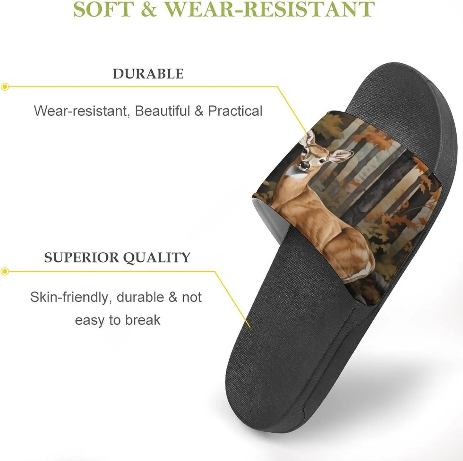 Deer in The Forests Women's House Sandals Non Slide Bathroom Beach Slippers for Men