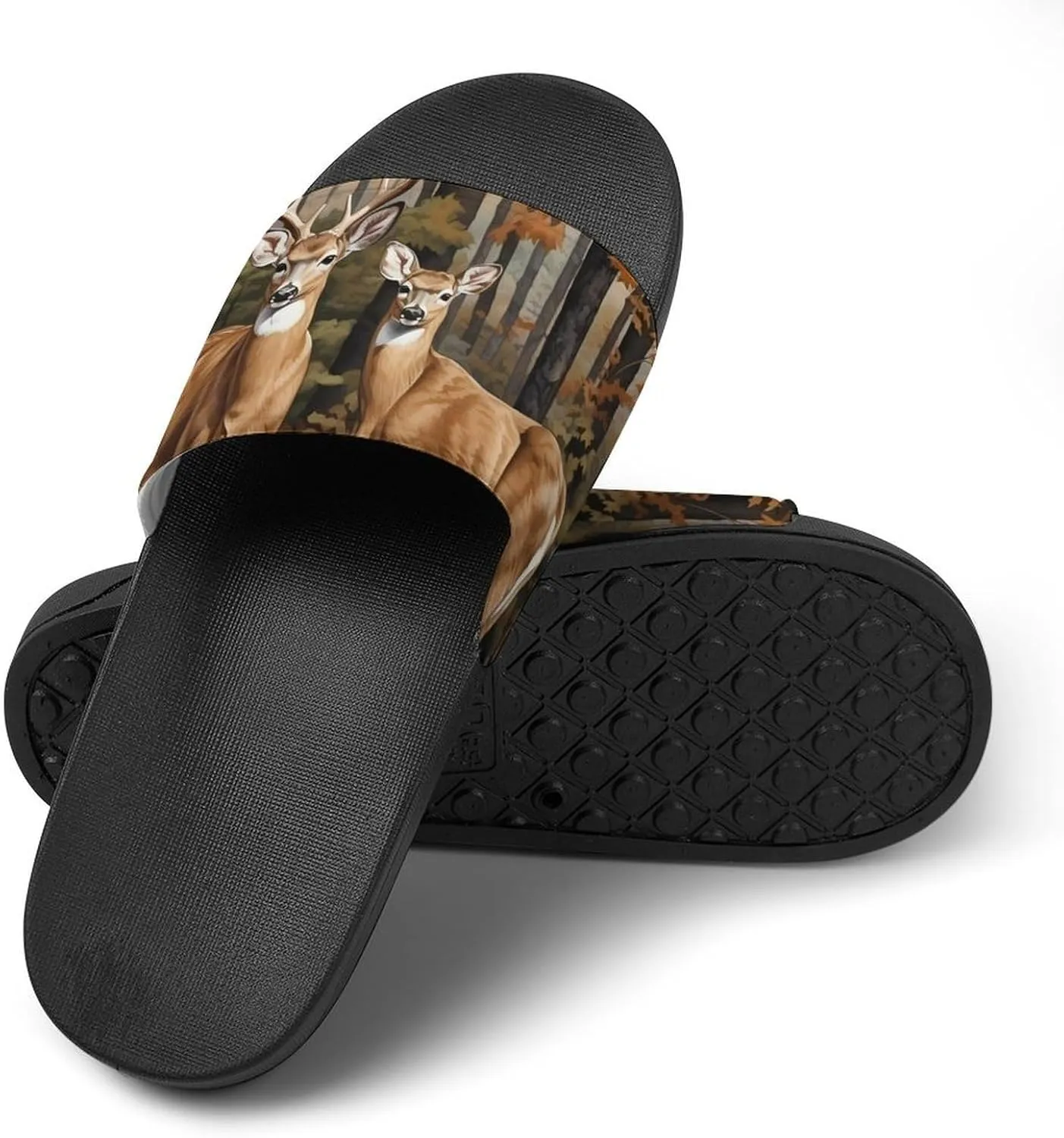 Deer in The Forests Women's House Sandals Non Slide Bathroom Beach Slippers for Men