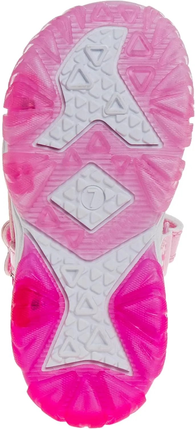 Disney Girls Minnie Mouse Sandals LED Light Up Water Shoes - SlipOn Waterproof Adjustable Strap Character Slides (OpenToe/ClosedToe) (Toddler/Little Kid)