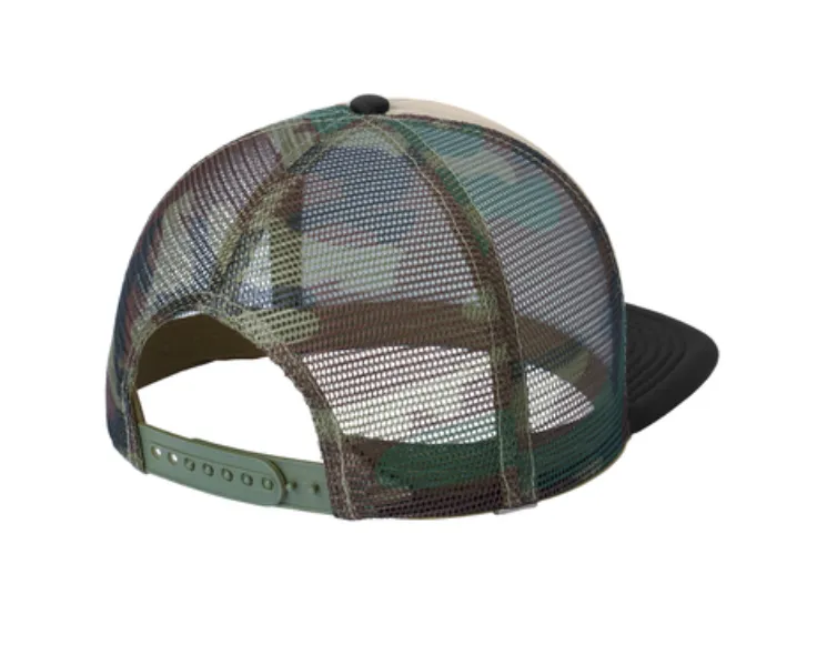 District Flat Bill Snapback Trucker Cap - Leather Patch