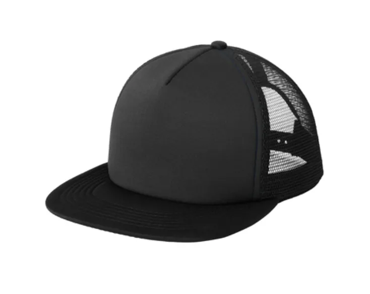 District Flat Bill Snapback Trucker Cap - Leather Patch