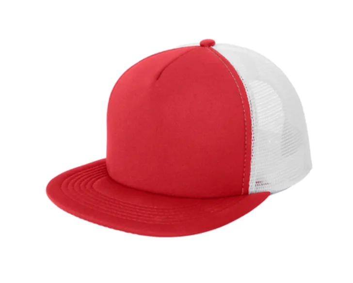District Flat Bill Snapback Trucker Cap - Leather Patch