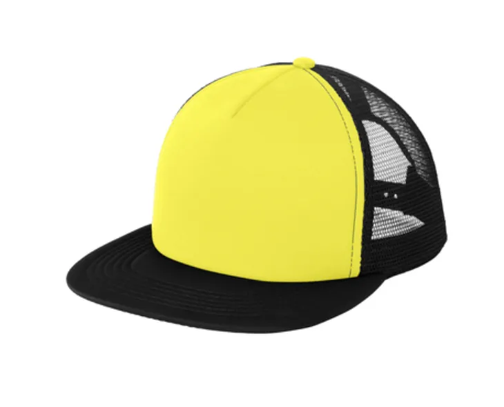 District Flat Bill Snapback Trucker Cap - Leather Patch
