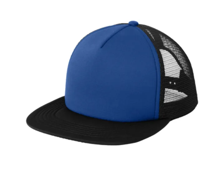 District Flat Bill Snapback Trucker Cap - Leather Patch