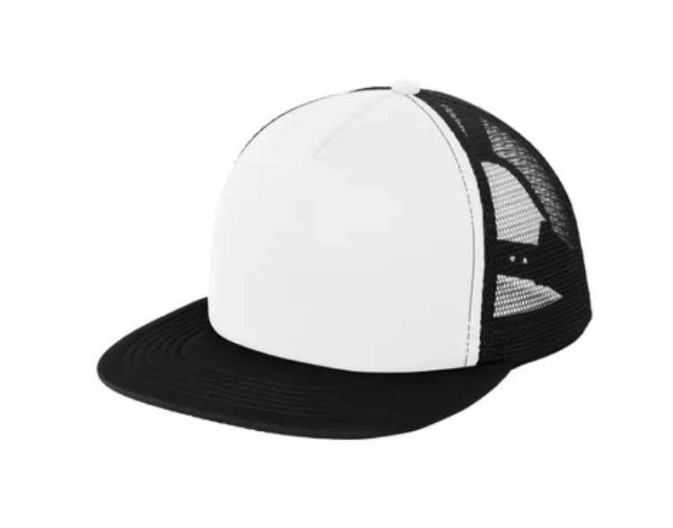 District Flat Bill Snapback Trucker Cap - Leather Patch