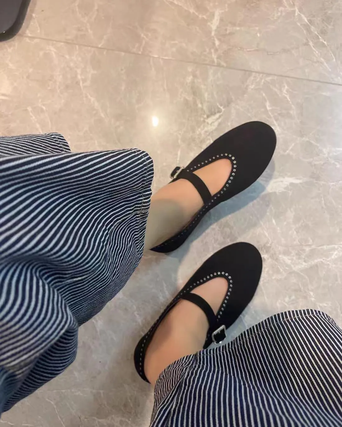 Divanne Ballet Flats for Women, Leopard Ballerina Shoes Crystal-Embellished Mary Jane Flats Mesh Flat Shoes