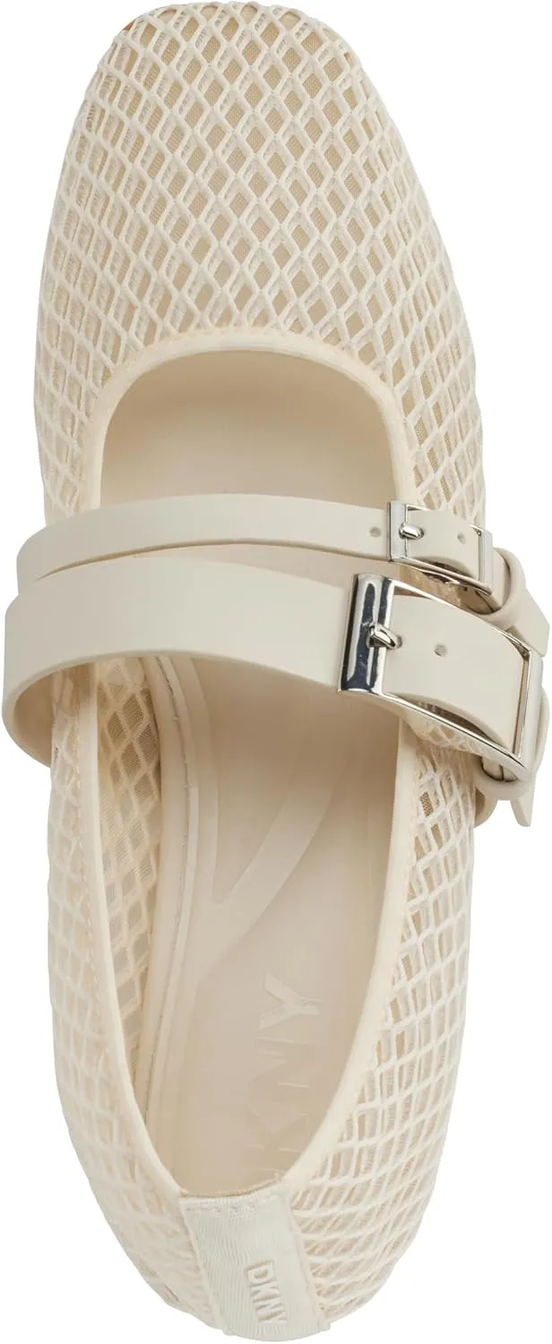 DKNY Women's Dade Mesh Ballet Flat with Belt Detail