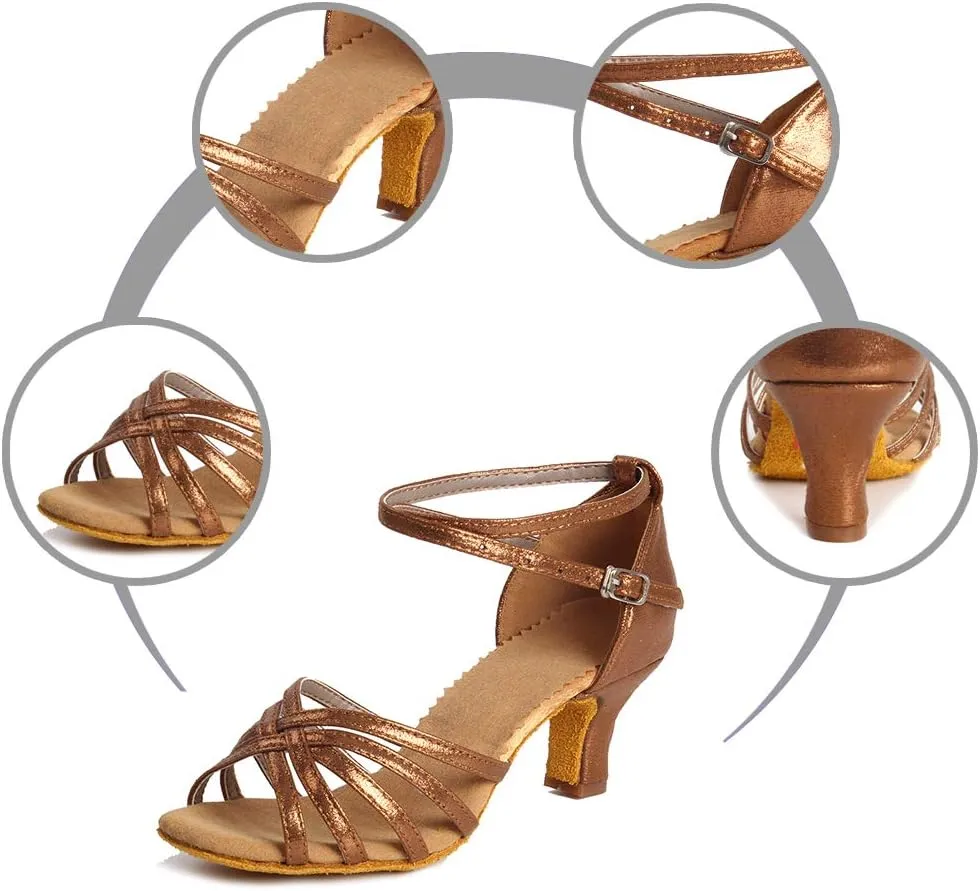 DKZSYIM Women Latin Dance Shoes Ballroom Salsa Tango Practice Performence Party Dancing Shoes,Model 1810-6