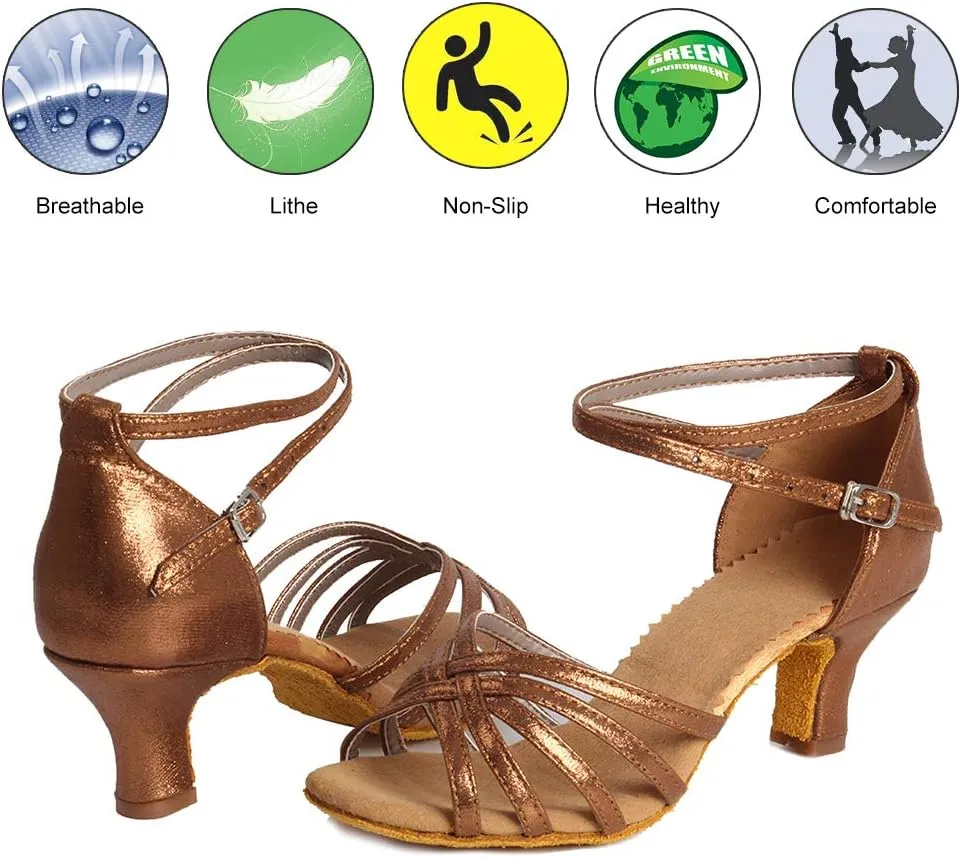 DKZSYIM Women Latin Dance Shoes Ballroom Salsa Tango Practice Performence Party Dancing Shoes,Model 1810-6