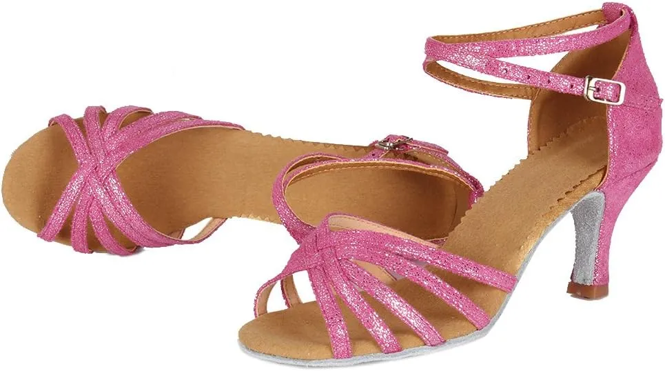 DKZSYIM Women Latin Dance Shoes Ballroom Salsa Tango Practice Performence Party Dancing Shoes,Model 1810-6
