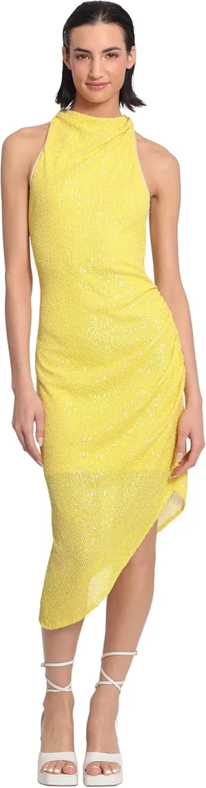 Donna Morgan Women's Sequin Mock Neck Midi Dress with Slit