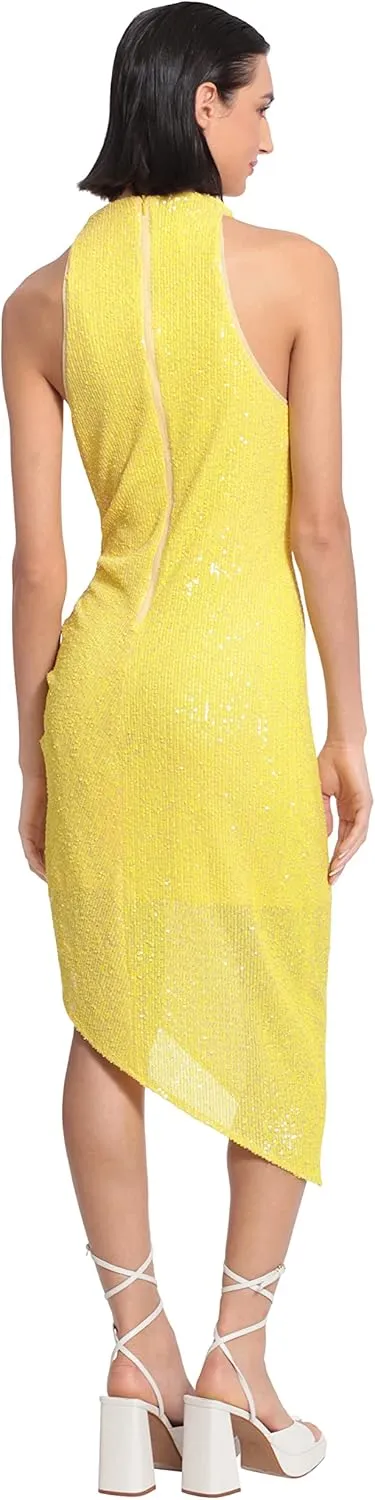 Donna Morgan Women's Sequin Mock Neck Midi Dress with Slit