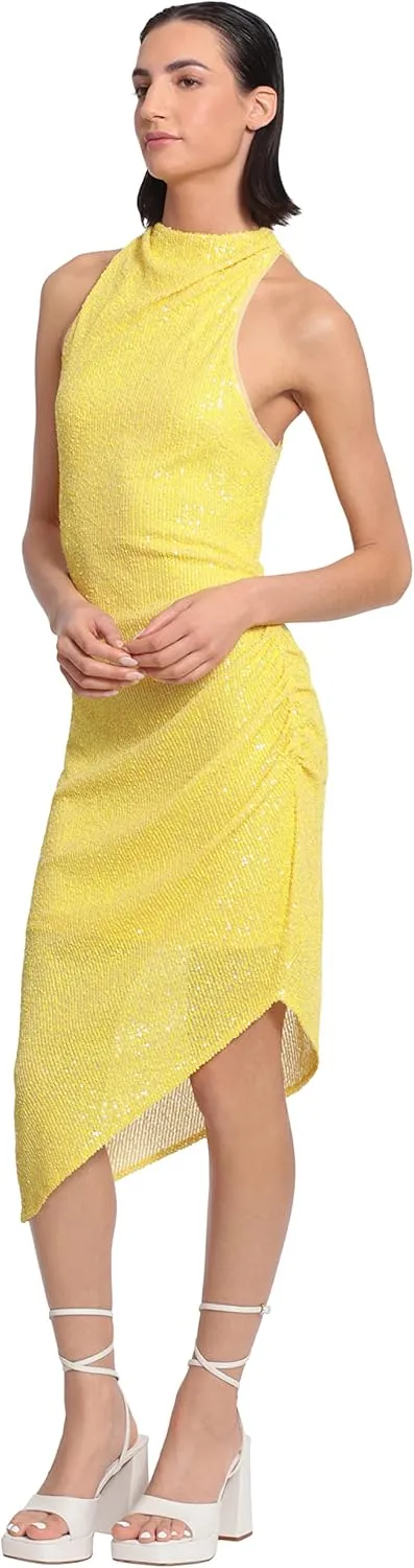 Donna Morgan Women's Sequin Mock Neck Midi Dress with Slit