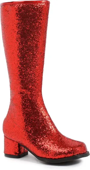 Dora Girls Red Glitter 1.75" Go Go Boots size Small 11-12