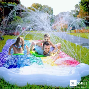 Double Lane Water Slide with Two Surfboards and Water Balloons - Inflatable Slide, Slip, Splash and Pool - Suitable for Adults and Kids - Backyard, Lawn and Outdoor Summer Toy (15.75 Ft/PVC)
