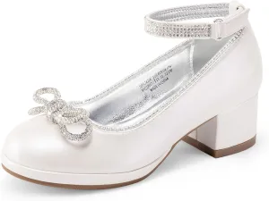 DREAM PAIRS Girls Dress Shoes Platform Chunky Heel Ankle Strap Princess Flats Flower Party Wedding Pump for Little Big Kid