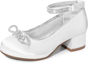 DREAM PAIRS Girls Dress Shoes Platform Chunky Heel Ankle Strap Princess Flats Flower Party Wedding Pump for Little Big Kid