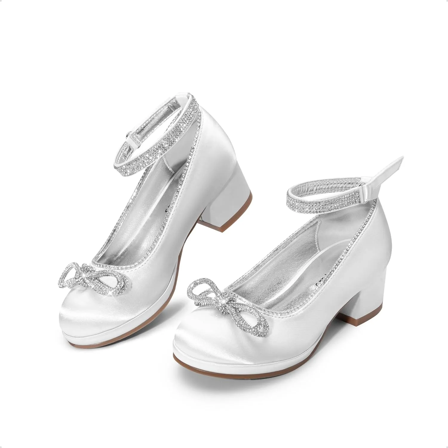 DREAM PAIRS Girls Dress Shoes Platform Chunky Heel Ankle Strap Princess Flats Flower Party Wedding Pump for Little Big Kid