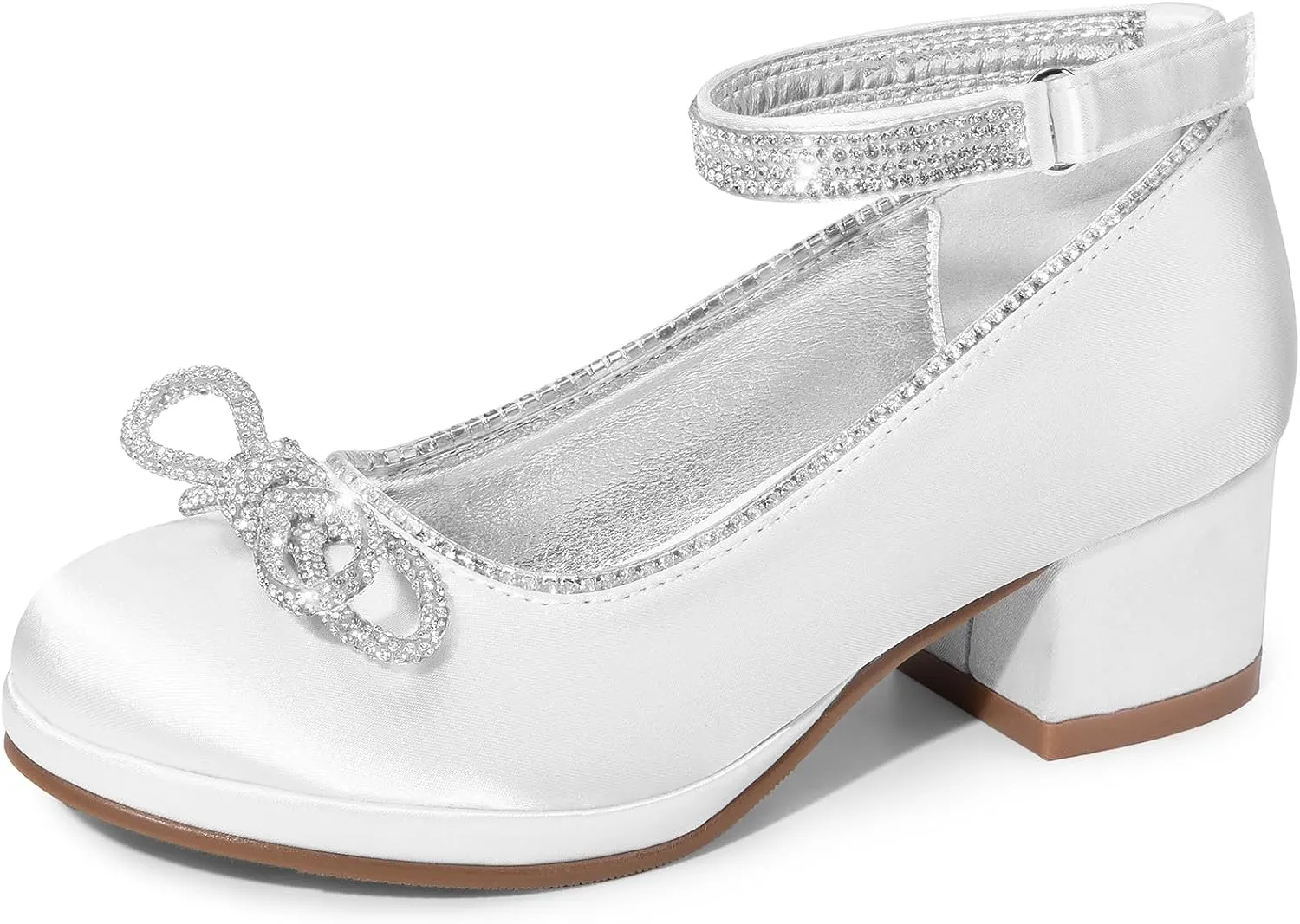 DREAM PAIRS Girls Dress Shoes Platform Chunky Heel Ankle Strap Princess Flats Flower Party Wedding Pump for Little Big Kid