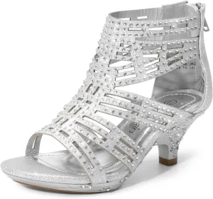 DREAM PAIRS Girls Sandals Low Heel Dress Pump Sandals