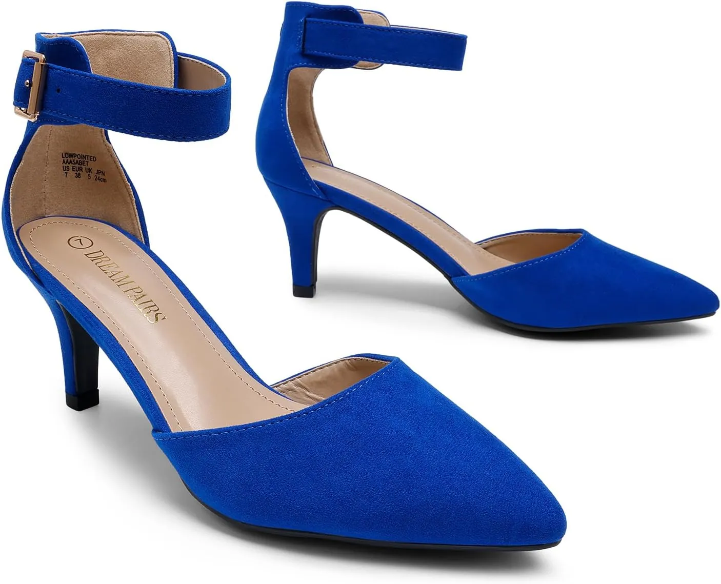 DREAM PAIRS Kitten Heel Low Heel for Women Closed Pointed Toe Pumps Wedding Party Sexy Dress Shoes Lowpointed
