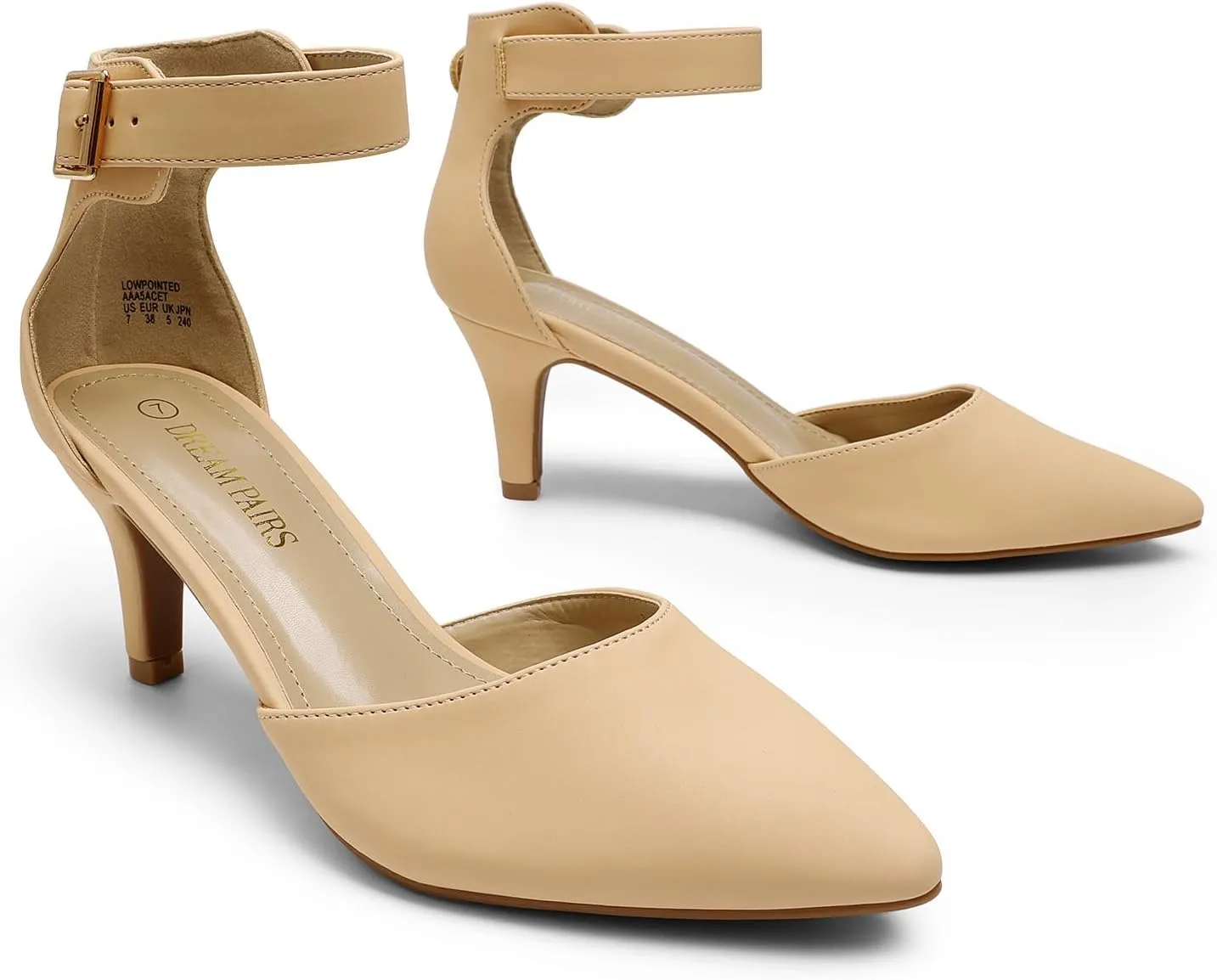 DREAM PAIRS Kitten Heel Low Heel for Women Closed Pointed Toe Pumps Wedding Party Sexy Dress Shoes Lowpointed