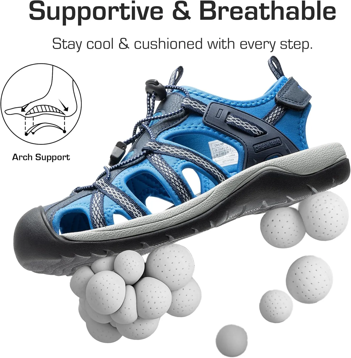 DREAM PAIRS Men's Sandals Hiking Water Sport Athletic Beach Outdoor Comfortable Casual Closed Toe Summer Sandal Shoes