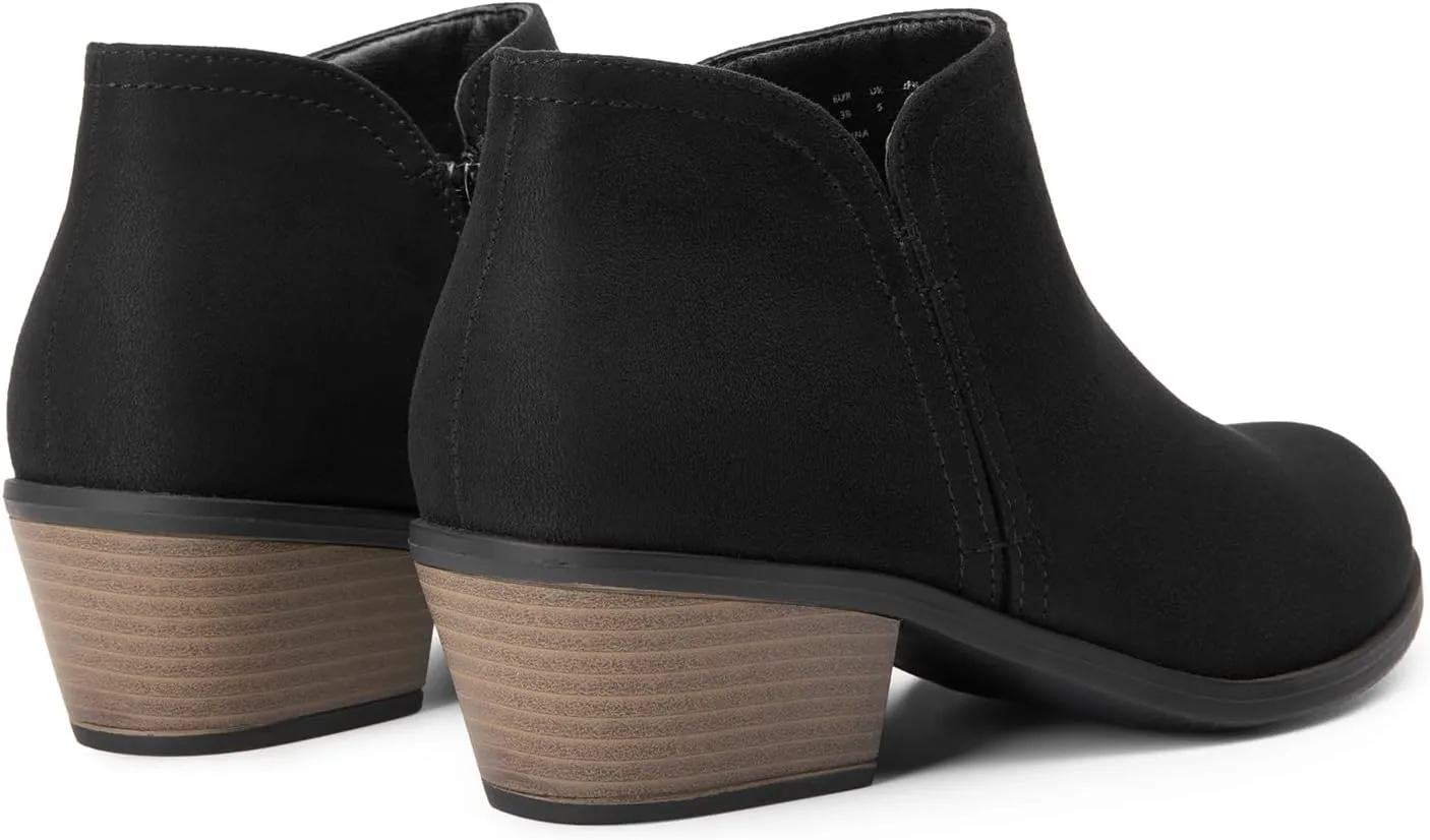 DREAM PAIRS Women's Ankle Boots Low Chunky Heel Comfortable Short Fall Booties Shoes