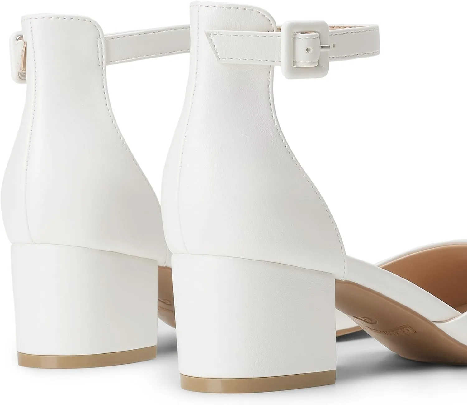 DREAM PAIRS Women's Closed Round Toe Low Block Heels Ankle Strap Chunky Heel Pumps Dress Wedding Office Party Shoes