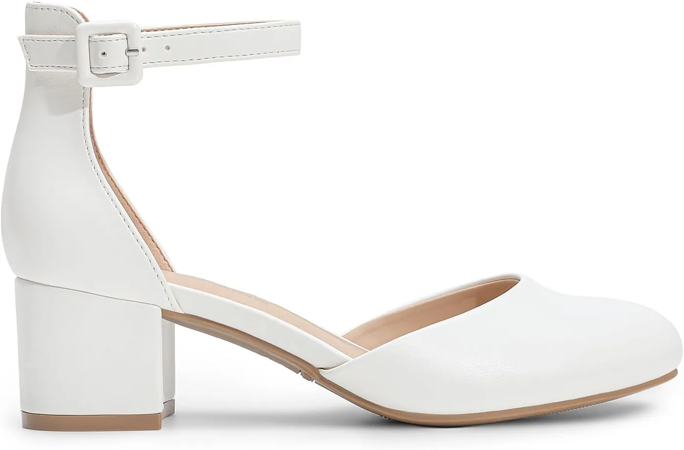 DREAM PAIRS Women's Closed Round Toe Low Block Heels Ankle Strap Chunky Heel Pumps Dress Wedding Office Party Shoes