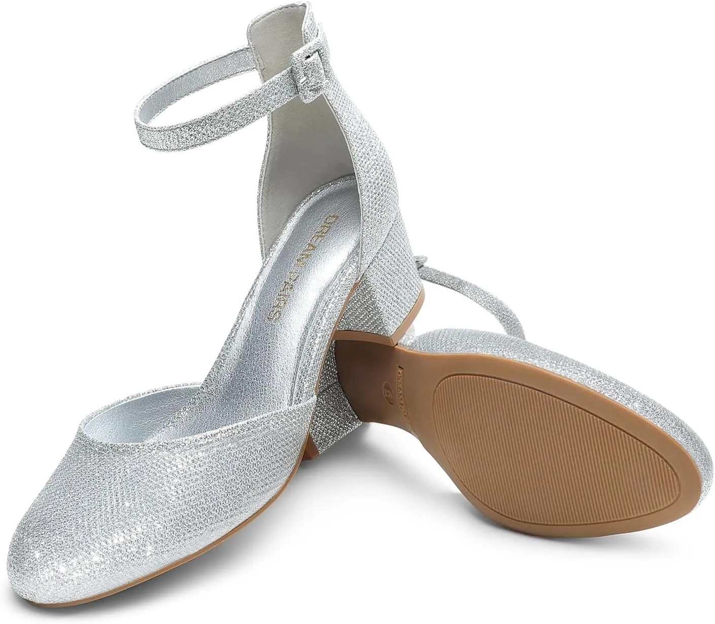 DREAM PAIRS Women's Closed Round Toe Low Block Heels Ankle Strap Chunky Heel Pumps Dress Wedding Office Party Shoes