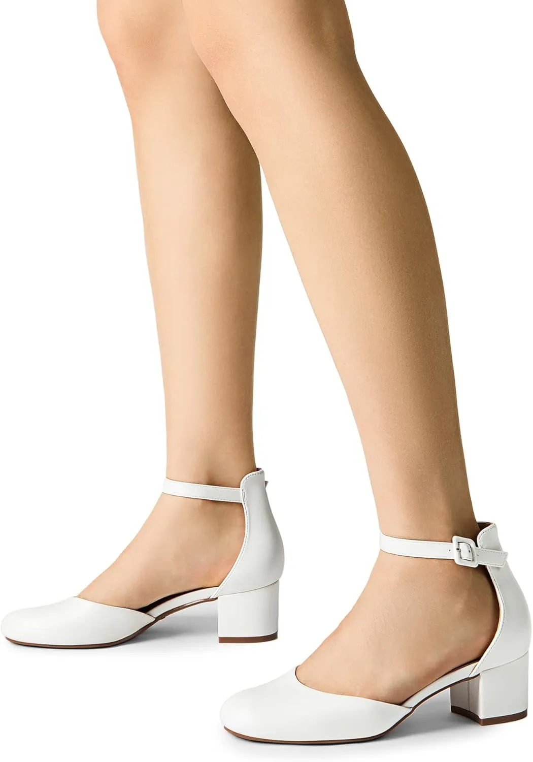 DREAM PAIRS Women's Closed Round Toe Low Block Heels Ankle Strap Chunky Heel Pumps Dress Wedding Office Party Shoes