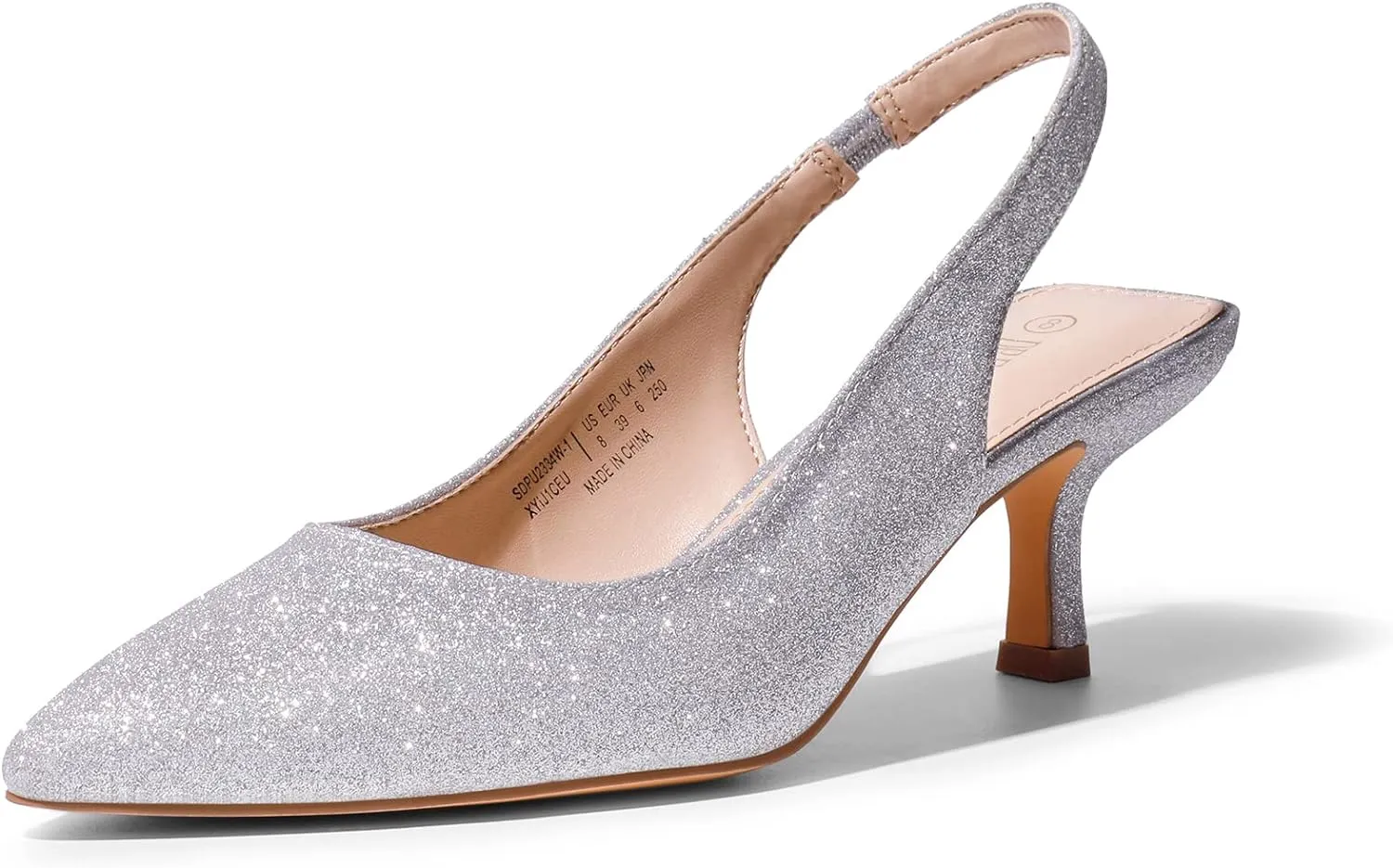 DREAM PAIRS Women’s Closed Toe Kitten Heels Pointed Toe Slingback Low Heels Dress Bridal Wedding Pumps Shoes