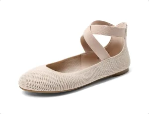 DREAM PAIRS Women's Comfortable Fashion Elastic Ankle Straps Flats Shoes
