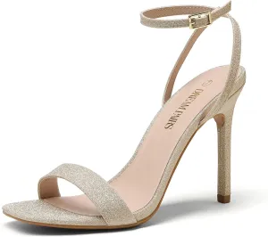 DREAM PAIRS Women’s High Stilettos Open Square Toe Ankle Strap Heels Sexy Comfort Strappy Dress Shoes Wedding Bridal Pumps Sandals