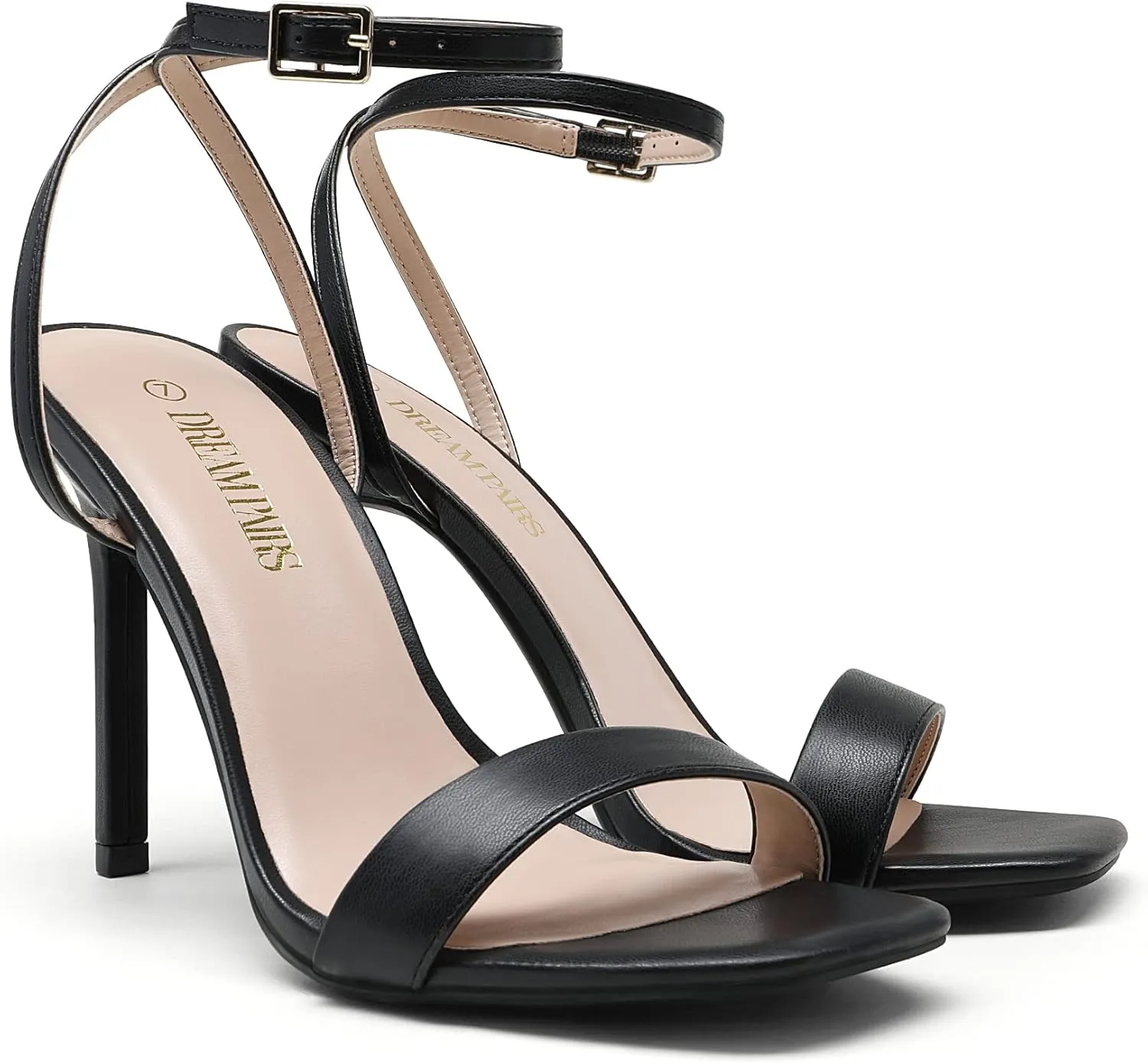 DREAM PAIRS Women’s High Stilettos Open Square Toe Ankle Strap Heels Sexy Comfort Strappy Dress Shoes Wedding Bridal Pumps Sandals