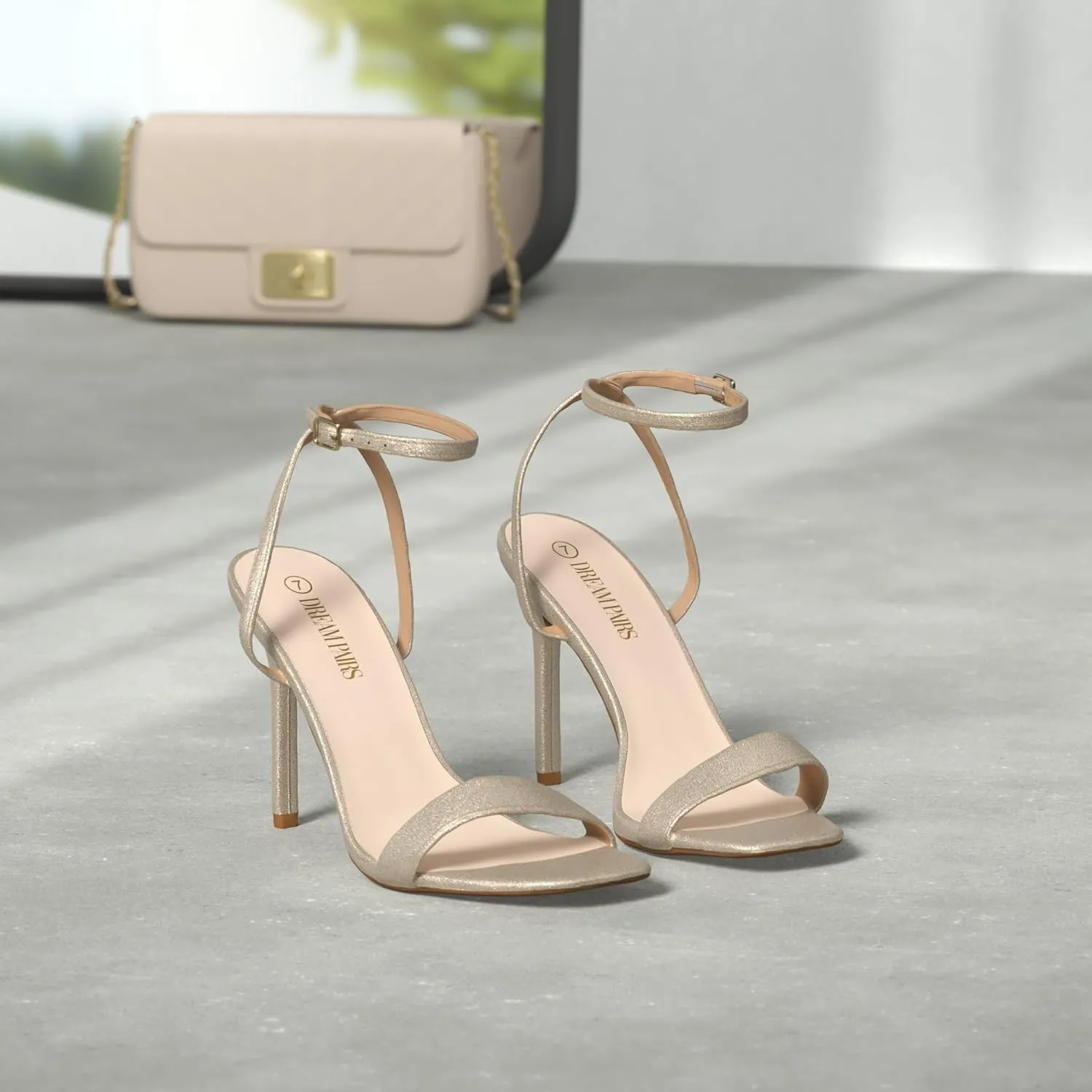 DREAM PAIRS Women’s High Stilettos Open Square Toe Ankle Strap Heels Sexy Comfort Strappy Dress Shoes Wedding Bridal Pumps Sandals