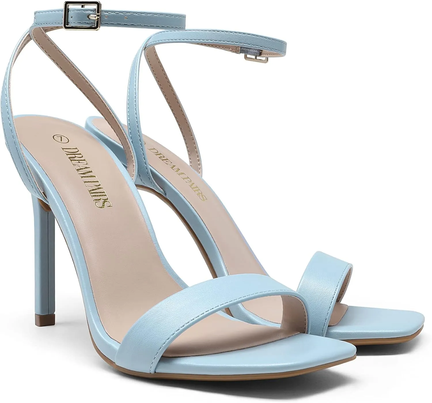 DREAM PAIRS Women’s High Stilettos Open Square Toe Ankle Strap Heels Sexy Comfort Strappy Dress Shoes Wedding Bridal Pumps Sandals