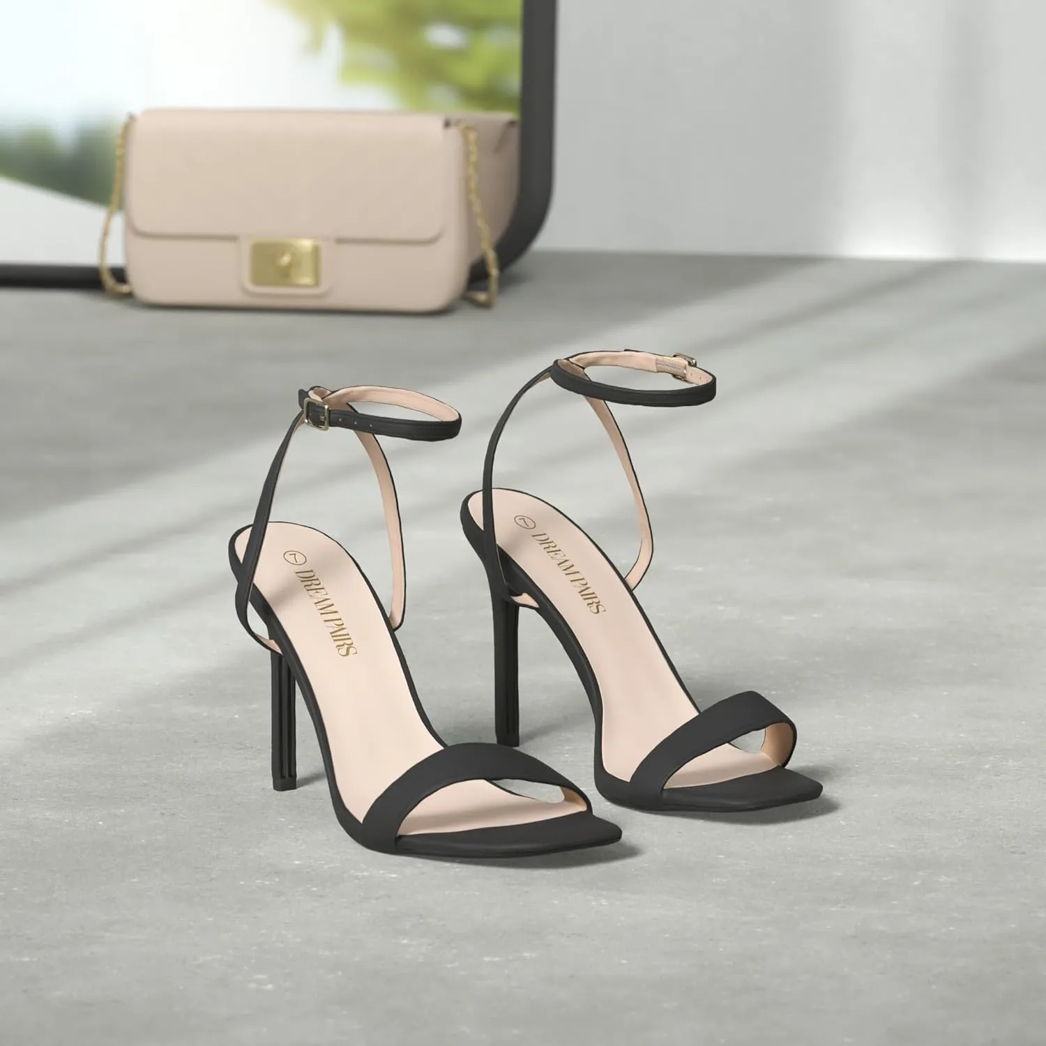 DREAM PAIRS Women’s High Stilettos Open Square Toe Ankle Strap Heels Sexy Comfort Strappy Dress Shoes Wedding Bridal Pumps Sandals