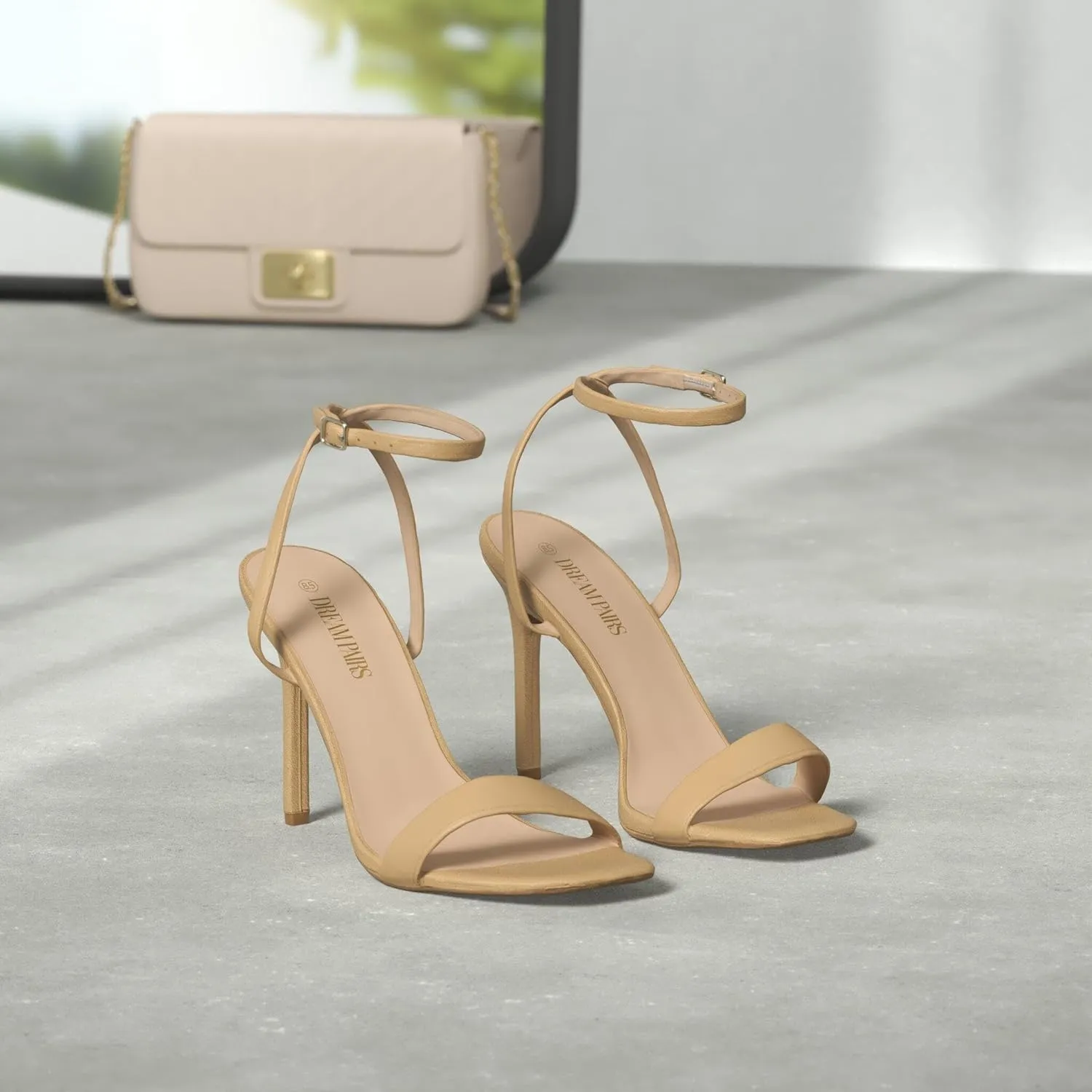 DREAM PAIRS Women’s High Stilettos Open Square Toe Ankle Strap Heels Sexy Comfort Strappy Dress Shoes Wedding Bridal Pumps Sandals
